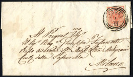 Cover ANGERA 1/11 (annullo C3), Lettera Con 15 Cent III° Tipo Spedita A Milano, Sass. 6 / P7 - Lombardy-Venetia