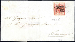 Cover ANGERA 11 SET (annullo SD), Lettera Con 15 Cent I° Tipo Prima Tiratura Spedita A Somma, Splendida Rara Lettera, Fi - Lombardo-Venetien