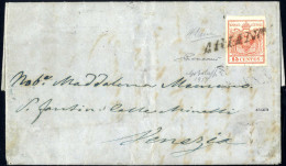 Cover Ariano, (SI S.d. Punti 13) Lettera Del 30.7.1850 Per Venezia Affrancata Con 15 C. Rosso I Tipo Prima Tiratura Cart - Lombardije-Venetië