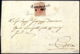 Cover BEREGUARDO 6 MAR (annullo Cor), Lettera Affrancata Con 15 Cent Rosso Vermiglio Chiaro I° Tipo Con Spazio Tipografi - Lombardo-Venetien