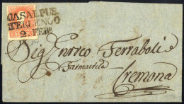 Cover Casalpus.terlengo, SD Punti 9, Lettera Del 2.2 Per Cremona Affrancata Con 5 S. Rosso I Tipo, Firmata Chiavarello,  - Lombardije-Venetië