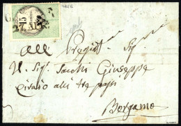 Cover CIVIDALE. Lettera Del 23.4.1856 Da Cividale A Bergamo, Affrancata Con Una Marca Da Bollo 15 Cent. Verde E Nero In  - Lombardy-Venetia