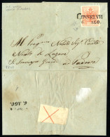 Cover Conselve, SD Nero, Su Lettera Del 6.8.1858 Per Padova Affrancata Con 15 C Rosso III Tipo Carta A Macchina, Al Vers - Lombardy-Venetia