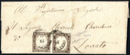 Cover DESENZANO 13/11 (annullo 2CO) Su Coppia 10 Cent Bruno Violaceo (Sardegna), Lettera Speduta A Lonato, Certificato S - Sardinië