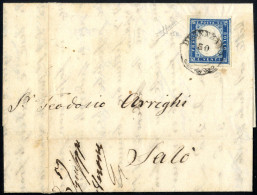 Cover DESENZANO 30/8 (annullo 2CO) Su 20 Cent Azzurro (Sardegna), Lettera A Salò, Sass. 15 / P.6 - Sardaigne