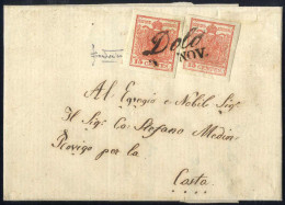 Cover Dolo, (Cor. Punti 3) Lettera Del 2.11.1854 Per Costa Affrancata Con Due 15 C. Rosso (due Sfumature) III Tipo Carta - Lombardo-Veneto