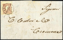 Cover Gallarate, C1 Punti 8, Lettera Del 18.12.1858 Per Cremona Affrancata Con 10 S. Bruno I Tipo, Firmata ED E AD, Sass - Lombardije-Venetië