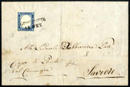 Cover GROSSOTTO 14 SET (annullo SD) Su 20 Cent Azzurro (Sardegna), Lettera Spedita A Capo Di Ponte, Certificato E.Diena, - Lombardo-Venetien