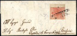 Cover Martinengo, SD Punti 12, Minilettera Del 4.2.1854 Per Brescia Affrancata Con 15 C. Rosso Vermiglio II Tipo Carta A - Lombardo-Venetien