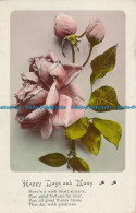 R029532 Greeting Postcard. Happy Days And Many. Pink Roses. The British. 1911 - World