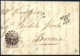 Cover Milano 1851, 30 Cent I° Tipo Su Lettera Spedita Da MILANO 24 GEN A Brescia Timbrata Con L'annullo Muto Di Milano ( - Lombardije-Venetië