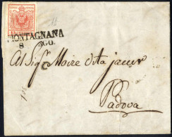 Cover Montagnana, SD Punti 6, Lettera Del 8.8.1850 Per Padova Affrancata Con 15 C. Rosso I Tipo Prima Tiratura Carta A M - Lombardo-Venetien