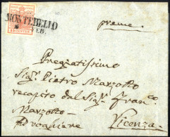 Cover Montebello, SD Punti 11, Lettera Del 5.2.1853 Per Vicenza Affrancata Con 15 Cent. Rosso I Tipo Carta A Mano, Sass. - Lombardije-Venetië