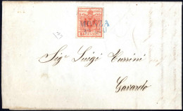 Cover Monza, (SD Azzurro Punti R1) Del 19.6.1850 Dicianovesimo Giorno D`uso Per Gavardo, Affrancata Con 15 C. Rosso I Ti - Lombardo-Veneto