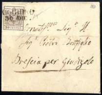 Cover OGGIONO: Lettera Del 30.12.1850 Da Oggiono Via Brescia A Giudizzolo, Affrancata Con 30 Cent. Bruno Chiaro, Carta A - Lombardo-Veneto