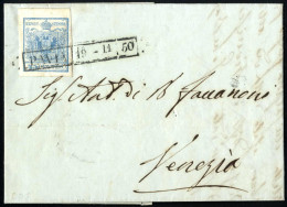 Cover PAVIA 19-11-50 (annullo R50) Su 45 Cent I° Tipo Su Lettera Spedita A Venezia Ed Altra Lettera Con 15 E 30 Cent Spe - Lombardo-Venetien