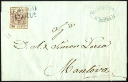 Cover Rovigo, (SD Azzurro Punti 11) Lettera Del 18.6.1850 Diciottesimo Giorno D`uso Per Mantova Affrancata Con 30 C. Bru - Lombardo-Vénétie