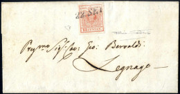 Cover VENEZIA 22.SET (datario) Su 15 Cent Rosso I° Tipo Prima Tiratura, Lettera Spedita A Legnago, Ex Collezione Rivolta - Lombardy-Venetia