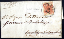 Cover 1851, 15 Cent II° Tipo, Carta A Mano, Su Lettera Da "TIONE 15 MAI" Spedita A Bagolino, Raro Uso Di Francobolli Del - Lombardije-Venetië