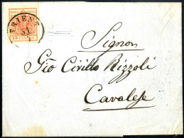 Cover 1853, 15 Cent III° Tipo, Carta A Mano, Su Lettera Scritta A Verona E Consegnata A "TRIENT 31/7" Spedita A Cavalese - Lombardo-Veneto