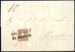 Cover 1858, Lettera Affrancata Con 10 Soldi I° Tipo Annullata "COL LLOYD / DA TRIESTE" Spedita A Mantova, Raro Uso Di Fr - Andere & Zonder Classificatie