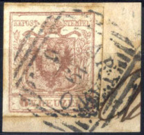 Piece 1850, 6 Kreuzer (I°tipo) Su Frammento "ARIANO 19/6" (annullo LOV), Raro Uso Di Francobolli Austriaci In Lombardo-V - Lombardo-Veneto