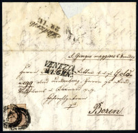 Cover 1851, Brief Von Venedig Am 27.1. Nach Bozen Frankiert Mit 6 Kr. Braun Entwertet Durch Zwei Fett Aufgesetzte Stumme - Lombardije-Venetië