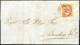 Cover 1858, 5 Kreuzer (II°tipo) Su Lettera Da "BARDOLINO 21/11" (annullo C1) A Bovolone, Raro Uso Di Francobolli Austria - Lombardo-Venetien