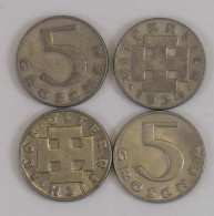 5 Groschen 1931/37, Lot Mit Vier Stück Der Jahre 1931, 1932, 1934 Und 1937 R, Vz - Austria