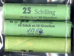 50 Groschen 1972, 1973 Und 1984, Je Eine Originalrolle Zu 50 Stück Der ÖNB Und GNZ, Unz - Austria