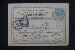 VENEZUELA - Carte De Correspondance Pour La France En 1886 Et Taxé En France + Obl Ligne Maritime  - L 152392 - Venezuela