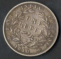 Indien British, Rupie Silber, 1840 Calcutta Victoria, KM 458.2 Y 4a.2, Sehr Schön - India