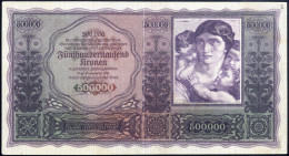 500000 Kronen, 1922, Vorzüglich (senkrecht Gefaltet), Richter 219 / R! - Oostenrijk