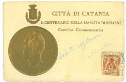 P3068 - CATANIA, 1º CENTENARIO NASCITA BELLINI 1903 VIAGGIATA - Catania