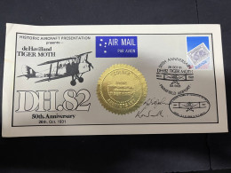 6-5-2024 (4 Z 20) Australia - 1981 - Tiger Moth DH.82 - 50th Anniversary (signed Cover) - Aviones