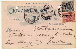 GIOVANNI MOSSO - TORINO - CARTOLINA POSTALE INTESTATA - Timbro INTRA - Formato Piccolo - Sonstige & Ohne Zuordnung