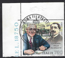 Italia 1991; Giornata Della Filatelia; FDC Francobollo Di Angolo Superiore. - 1991-00: Gebraucht