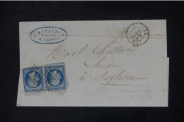 FRANCE - Napoléon 25ct ( N° 15 ) En Paire Sur Lettre De Troyes Pour Anglure En 1854 - L 152393 - 1849-1876: Période Classique