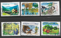 France 2009 Oblitéré Autoadhésif   N°  292  - 293 - 295 - 296 - 297 - 299    "   Flore Des Régions   " Flore Du Nord - Used Stamps