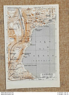 Pianta O Piantina Del 1937 La Città Di Lugano Svizzera T.C.I. - Carte Geographique