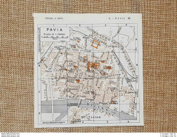 Pianta O Piantina Del 1937 La Città Di Pavia Lombardia T.C.I. - Mapas Geográficas