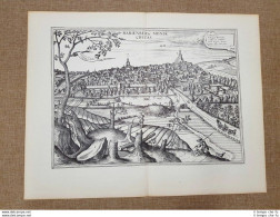 Veduta Della Città Di Marienberg Germania Anno 1617 Braun E Hogenberg Ristampa - Cartes Géographiques