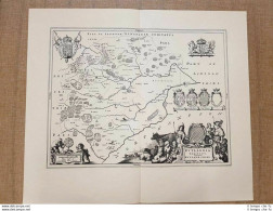 Carta Geografica O Mappa Rutland Shire U.K. Anno 1660 Joan Blaeu Ristampa - Geographical Maps