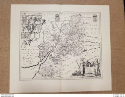 Carta Geografica Mappa Glocestria Ducatus Glocester Shire 1645 J. Blaeu Ristampa - Cartes Géographiques