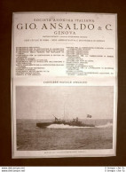 Officine Ansaldo Genova Motoscafo Cacciasommergibili Pubblicità Del 1918 - Altri & Non Classificati