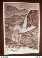 Veduta Della Cascata Presso Vilminore Di Scalve Del 1866 Bergamo Lombardia - Avant 1900