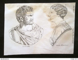 Caracalla, Giulia Mammea Incisione All'acquaforte Del 1820 Mitologia Pozzoli - Avant 1900