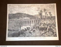 Incisione Del 1884 Giuseppe Garibaldi E La Battaglia Del Volturno Ponti Di Valle - Antes 1900
