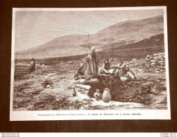 Terra Santa O Terrasanta Nel 1879 Pozzo Di Giacobbe E Monte Gerizim Palestina - Ante 1900