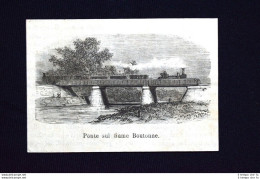 Ponte Sul Fiume Boutonne Incisione Del 1868 - Antes 1900